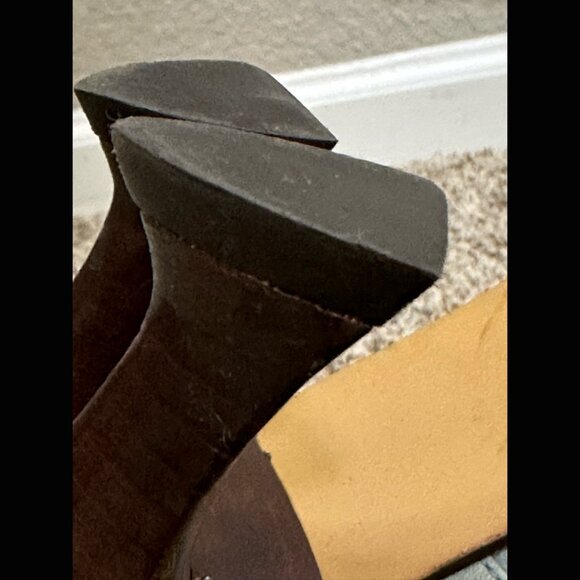 John Fluevog Leather Light Blue Multi Strap Wood Heels Coffee Macchiato Line 8.5 - Picture 10 of 10